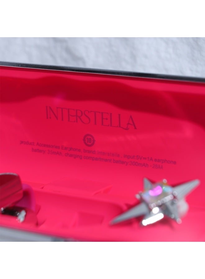 Interstella Magnetic Accessory Clip-On Wireless Earbuds, Interchangeable Charm Open-Ear Headphones, Silver & Pink Stylish Bluetooth Earphones for Daily Use - Image 5